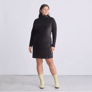 Everlane The Velour Mockneck Mini Dress Black Long Sleeve NWT Small